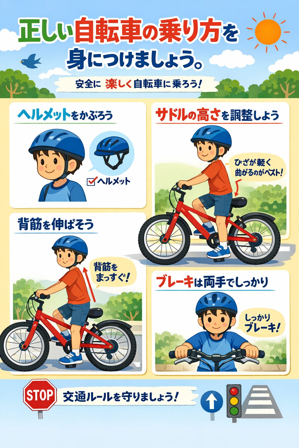 正しい自転車の乗り方ポスターイラスト
